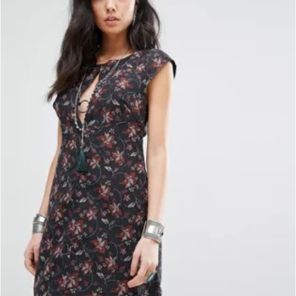 Free People Say Yes Printed Mini Dress floral ring size 4 nwt